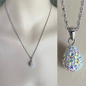 NWT FAC Sparkling Crystal Teardrop Pendant Necklace